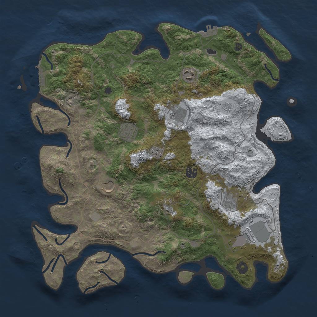 Rust Map: Procedural Map, Size: 4000, Seed: 2067623773, 18 Monuments