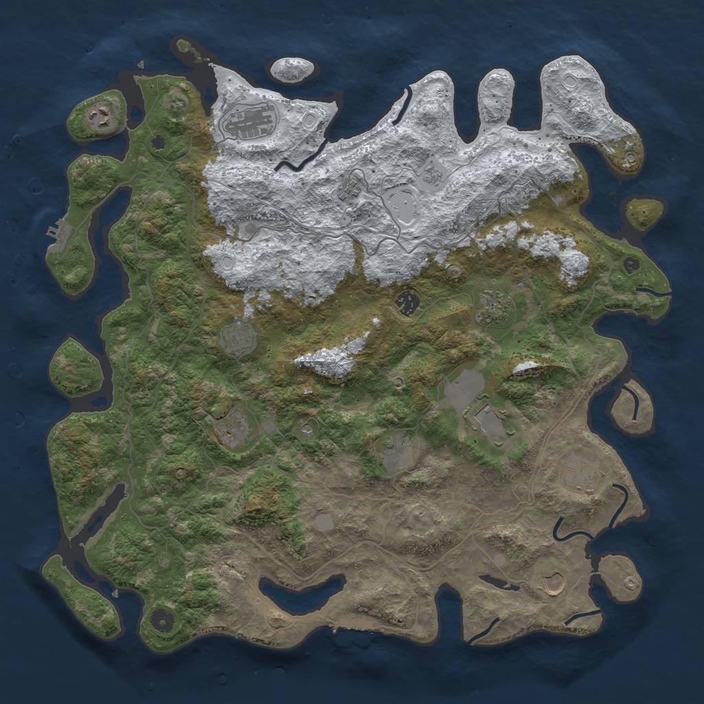 Rust Map: Procedural Map, Size: 4500, Seed: 1028959, 20 Monuments