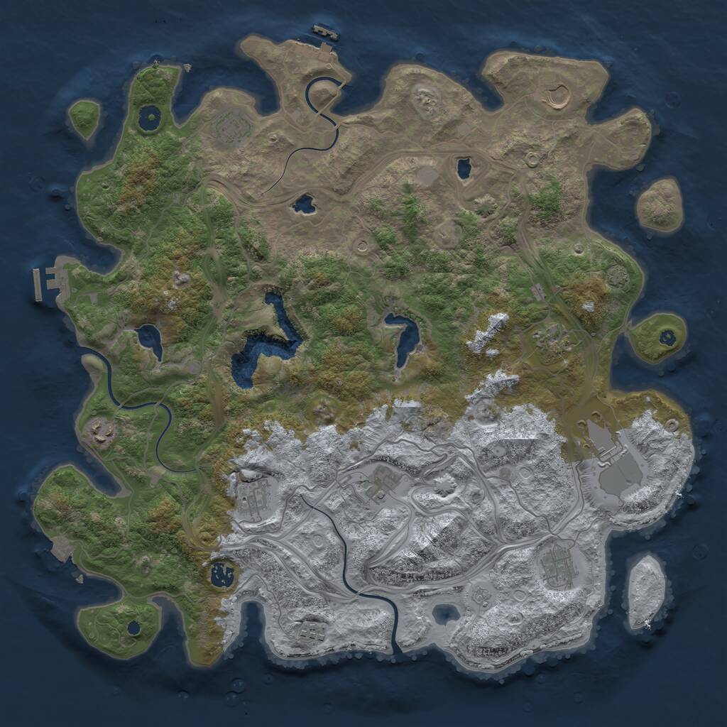 Rust Map: Procedural Map, Size: 4500, Seed: 125035, 16 Monuments