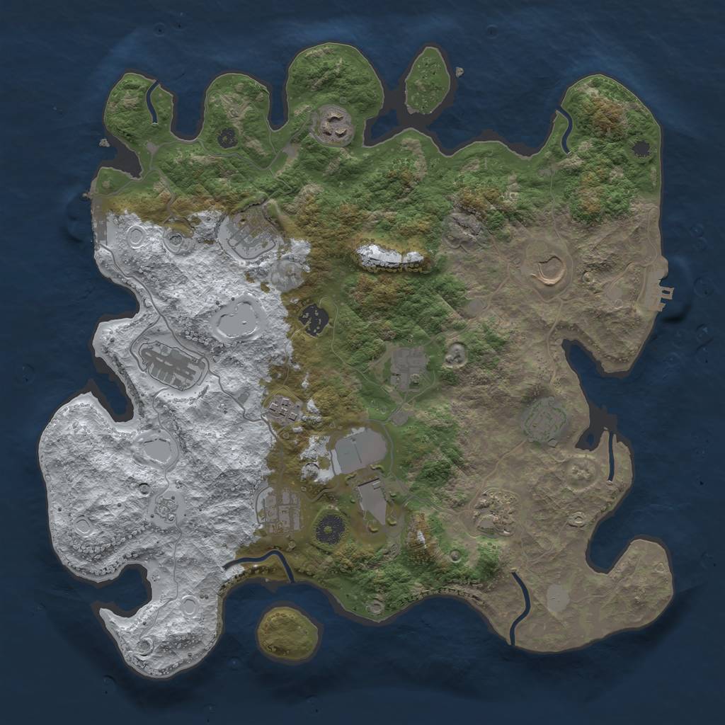 Rust Map: Procedural Map, Size: 3750, Seed: 1360550363, 20 Monuments