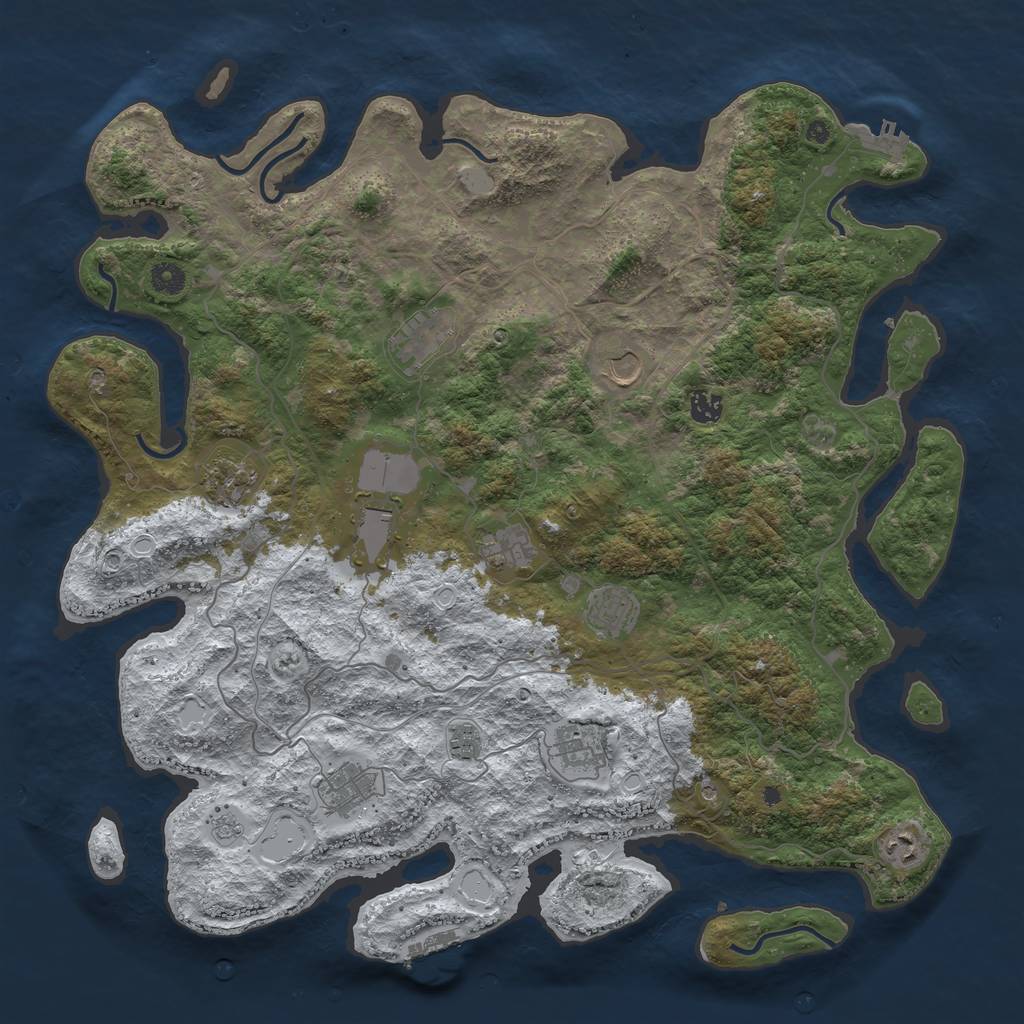 Rust Map: Procedural Map, Size: 4500, Seed: 2223235, 20 Monuments