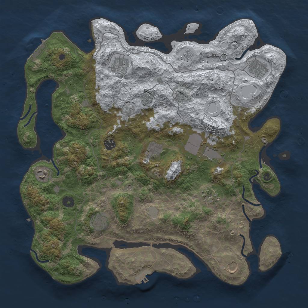 Rust Map: Procedural Map, Size: 4000, Seed: 773402716, 19 Monuments