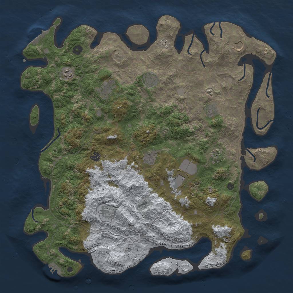 Rust Map: Procedural Map, Size: 4500, Seed: 4276613, 20 Monuments
