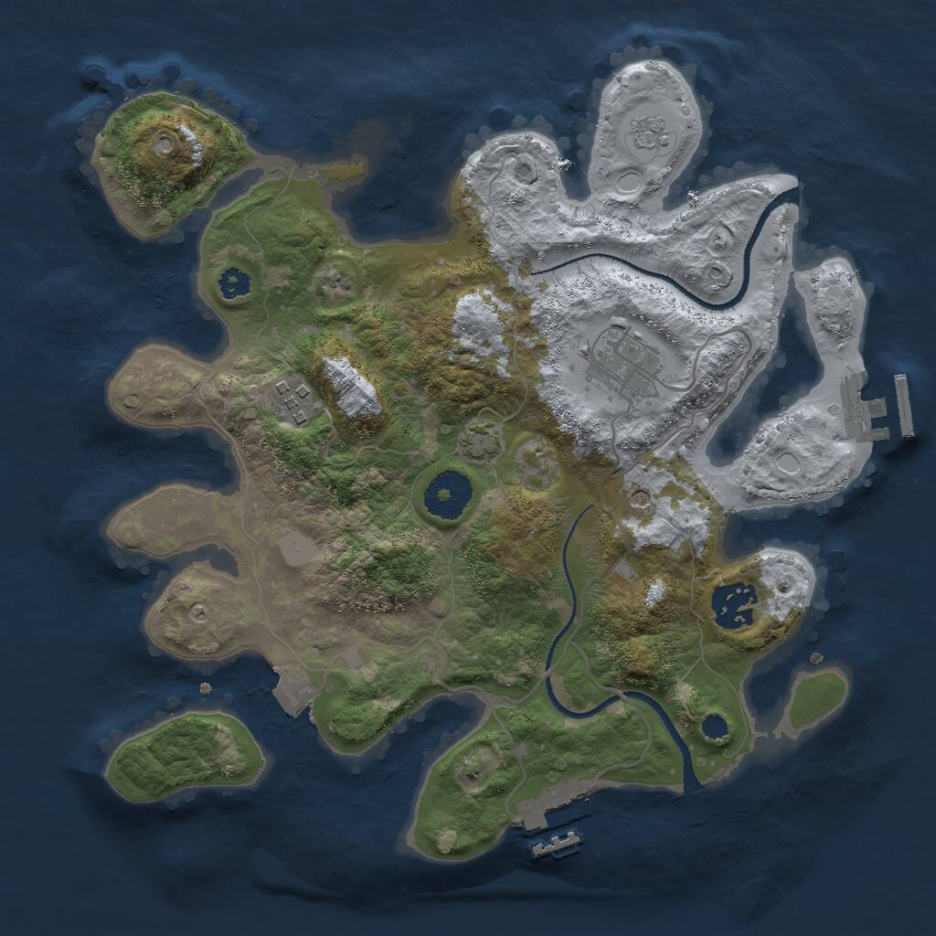 Rust Map: Procedural Map, Size: 3000, Seed: 1026101930, 9 Monuments