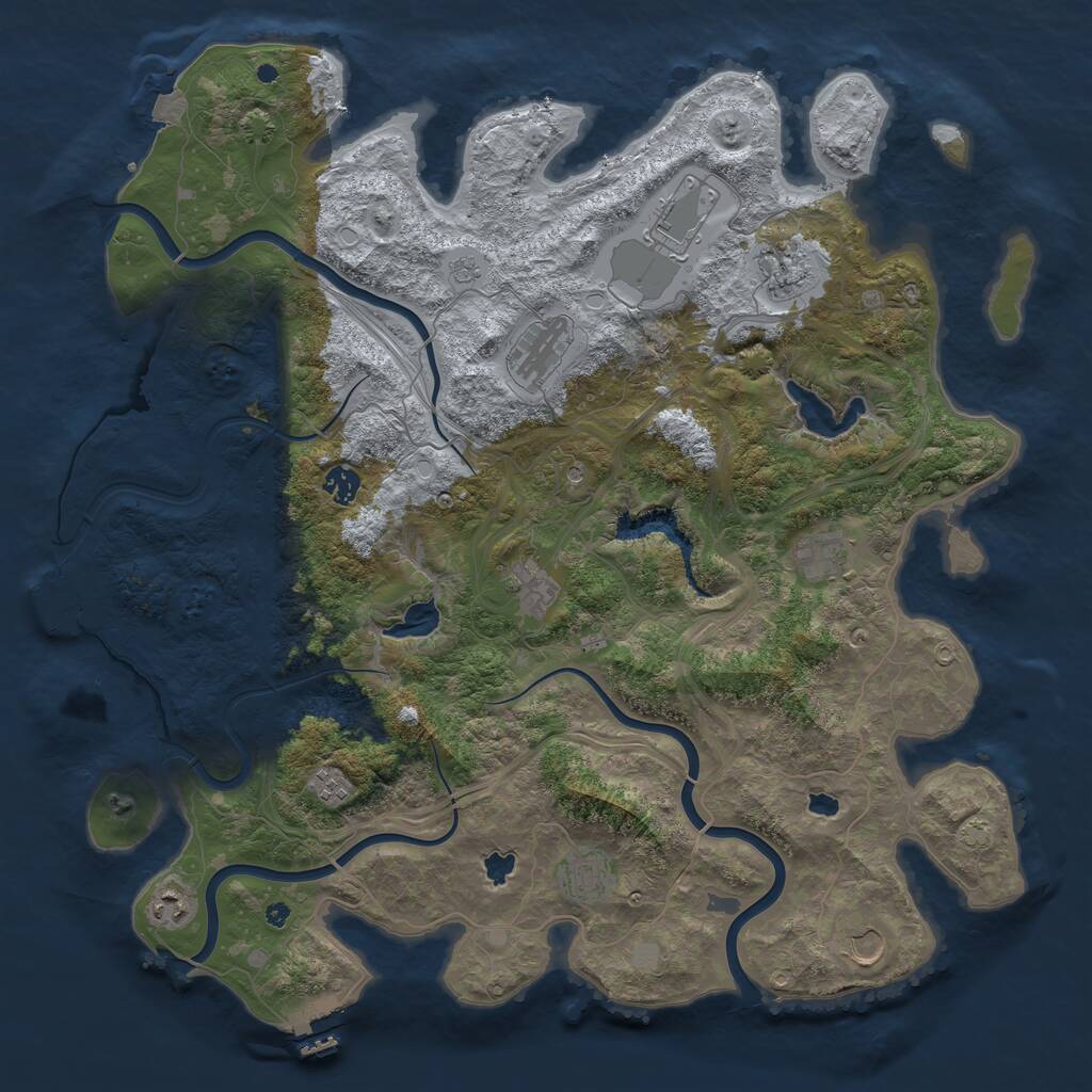 Rust Map: Procedural Map, Size: 4500, Seed: 4116320, 16 Monuments