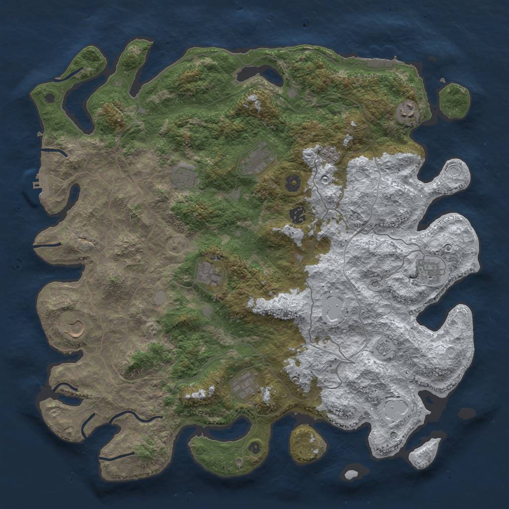 Rust Map: Procedural Map, Size: 4500, Seed: 3339038, 18 Monuments