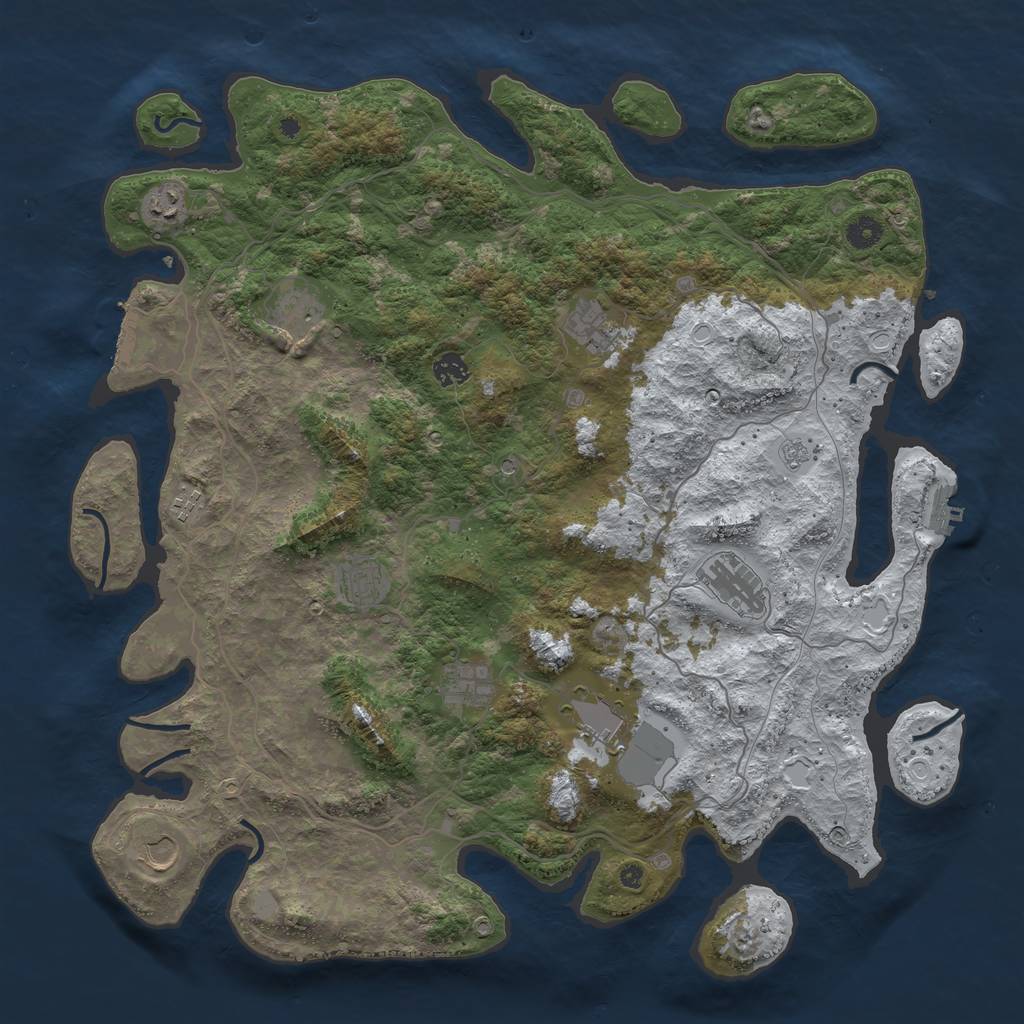 Rust Map: Procedural Map, Size: 4500, Seed: 6407656, 19 Monuments