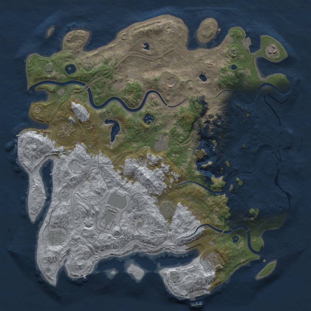 Rust Map: Procedural Map, Size: 4500, Seed: 3570124, 16 Monuments