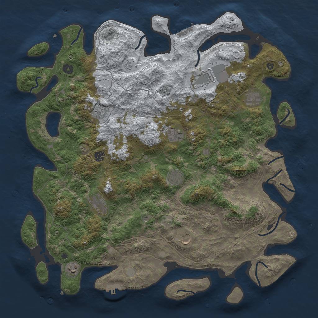 Rust Map: Procedural Map, Size: 4500, Seed: 2377487, 19 Monuments