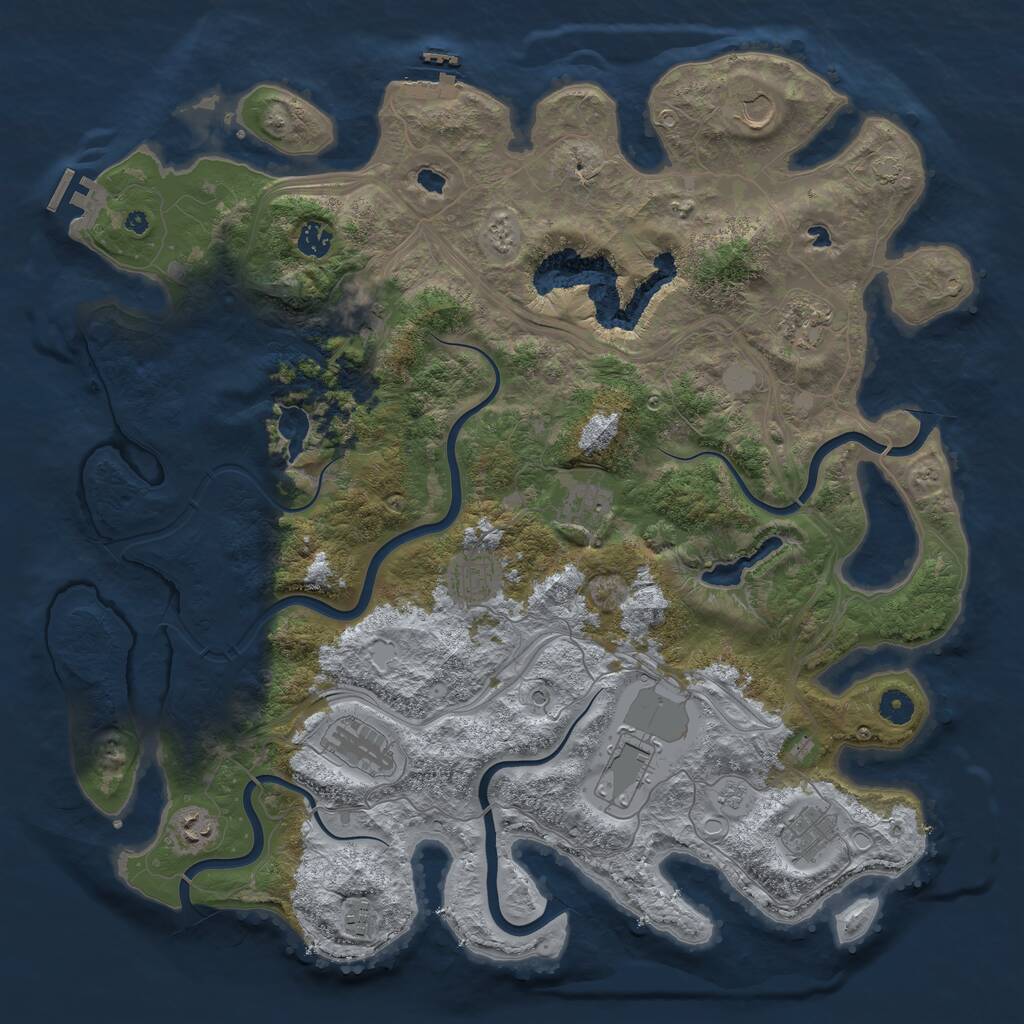 Rust Map: Procedural Map, Size: 4500, Seed: 2371764, 17 Monuments
