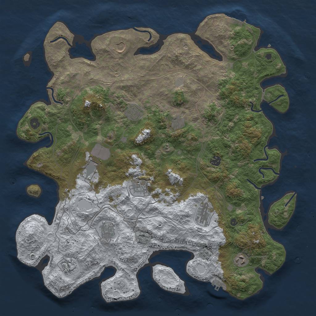 Rust Map: Procedural Map, Size: 4500, Seed: 3650052, 20 Monuments