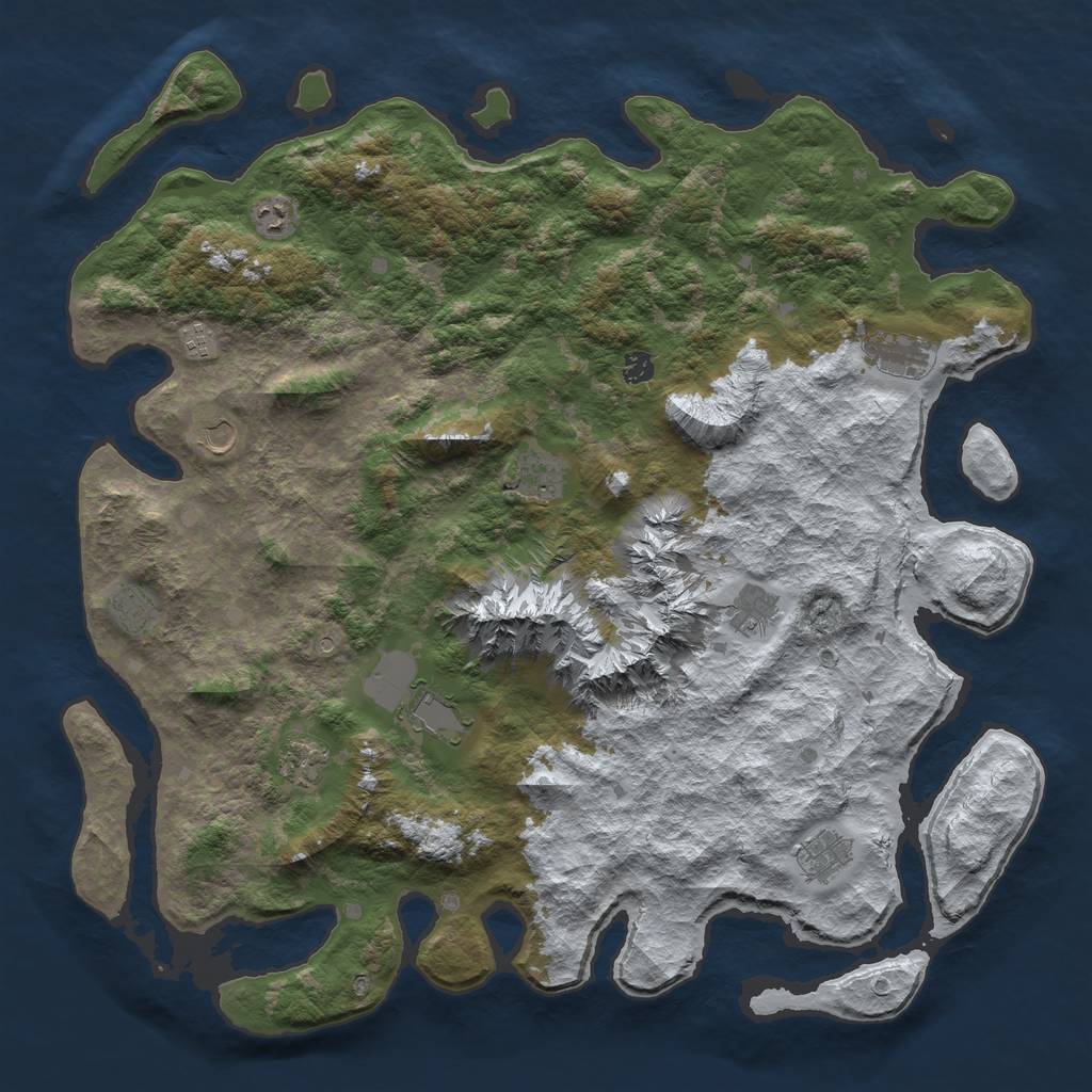 Rust Map: Barren, Size: 5000, Seed: 10, 14 Monuments