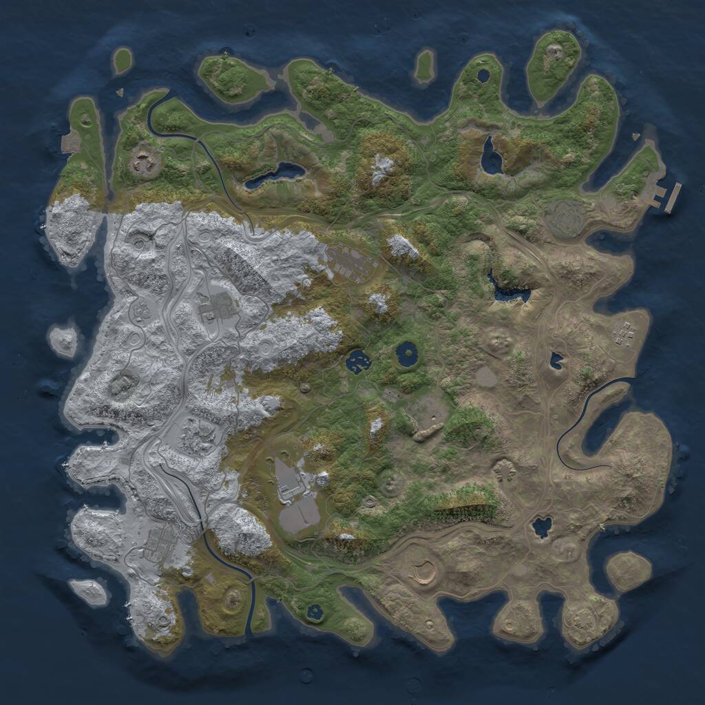 Rust Map: Procedural Map, Size: 4500, Seed: 1727951, 16 Monuments