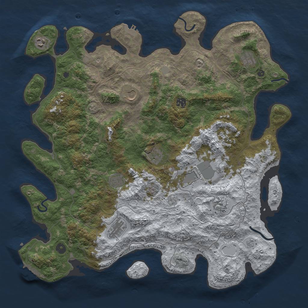 Rust Map: Procedural Map, Size: 4500, Seed: 3347643, 19 Monuments