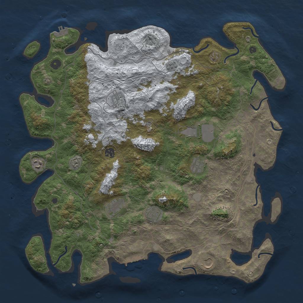 Rust Map: Procedural Map, Size: 4500, Seed: 601718, 18 Monuments