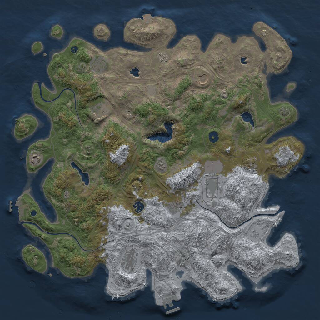Rust Map: Procedural Map, Size: 4500, Seed: 6451647, 16 Monuments