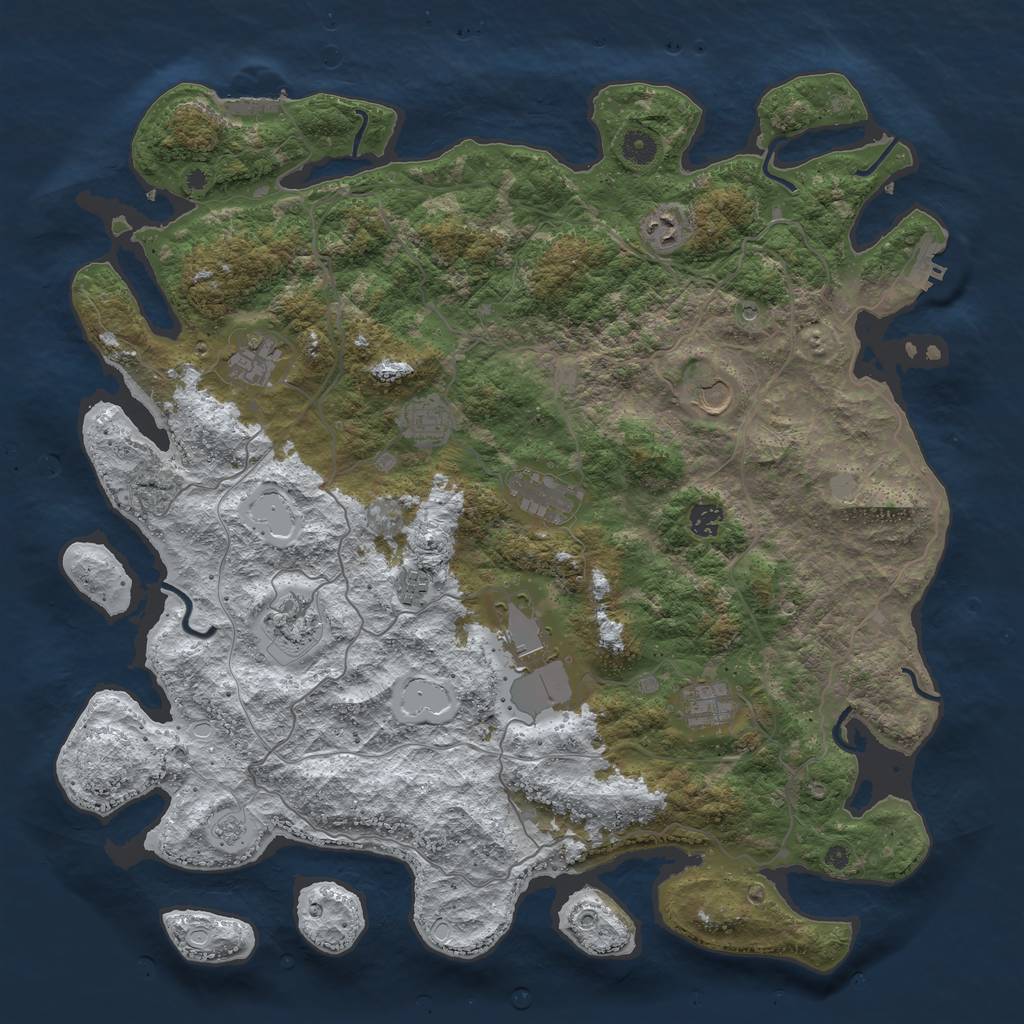Rust Map: Procedural Map, Size: 4500, Seed: 598892, 19 Monuments