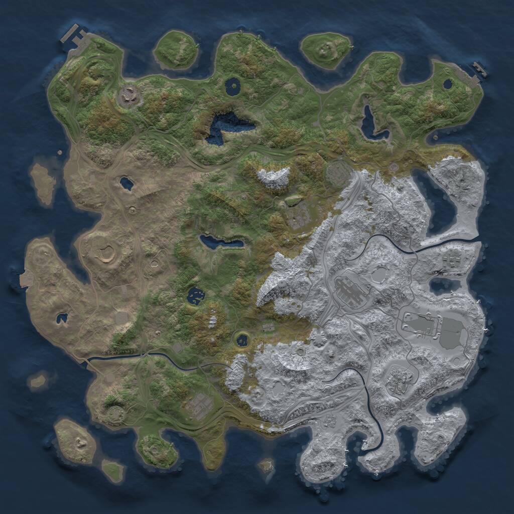 Rust Map: Procedural Map, Size: 4500, Seed: 1710027, 16 Monuments