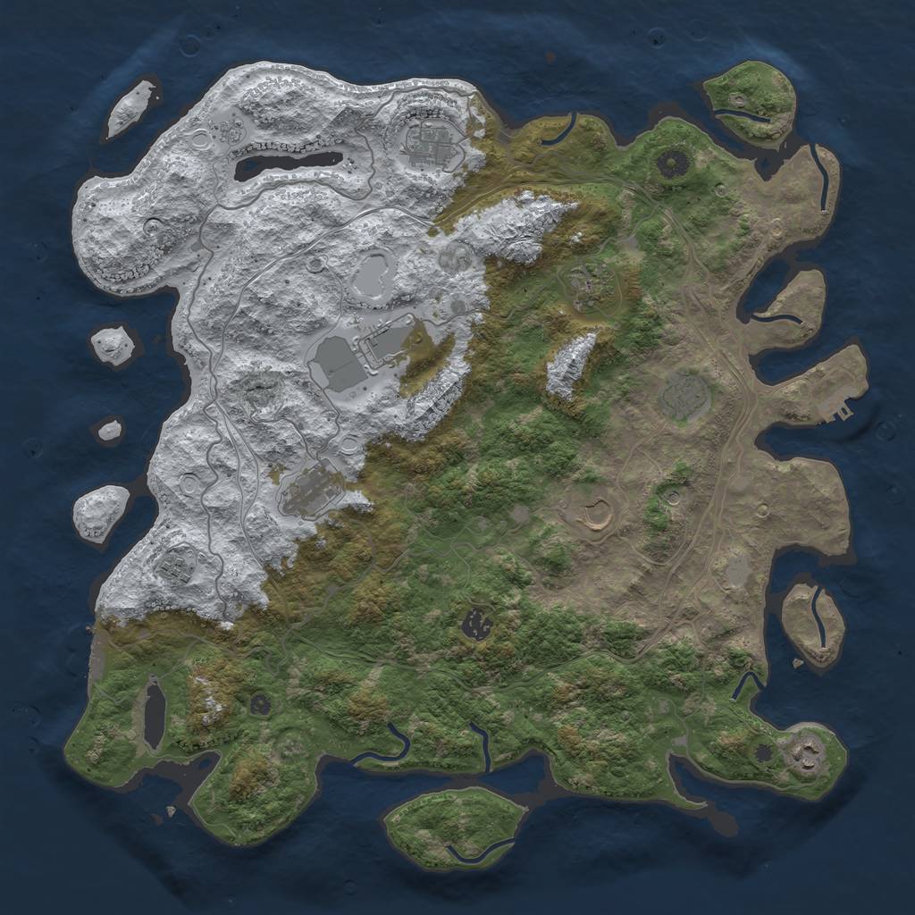 Rust Map: Procedural Map, Size: 4500, Seed: 3825195, 18 Monuments