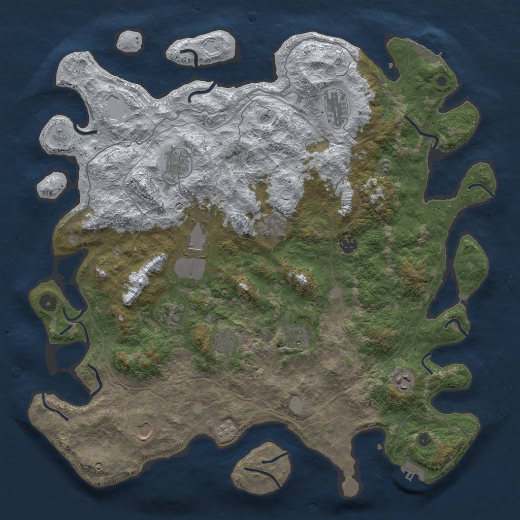 Rust Map: Procedural Map, Size: 4500, Seed: 4669145, 20 Monuments