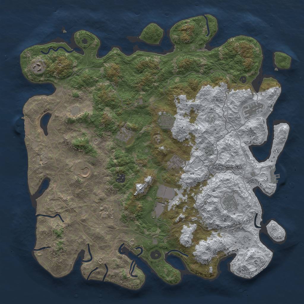 Rust Map: Procedural Map, Size: 4500, Seed: 2947391, 20 Monuments