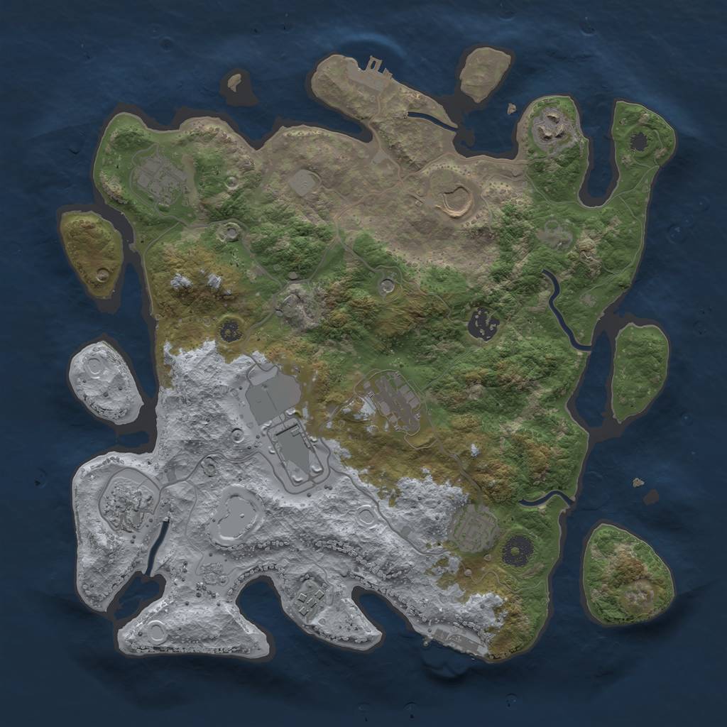 Rust Map: Procedural Map, Size: 3500, Seed: 721790081, 16 Monuments