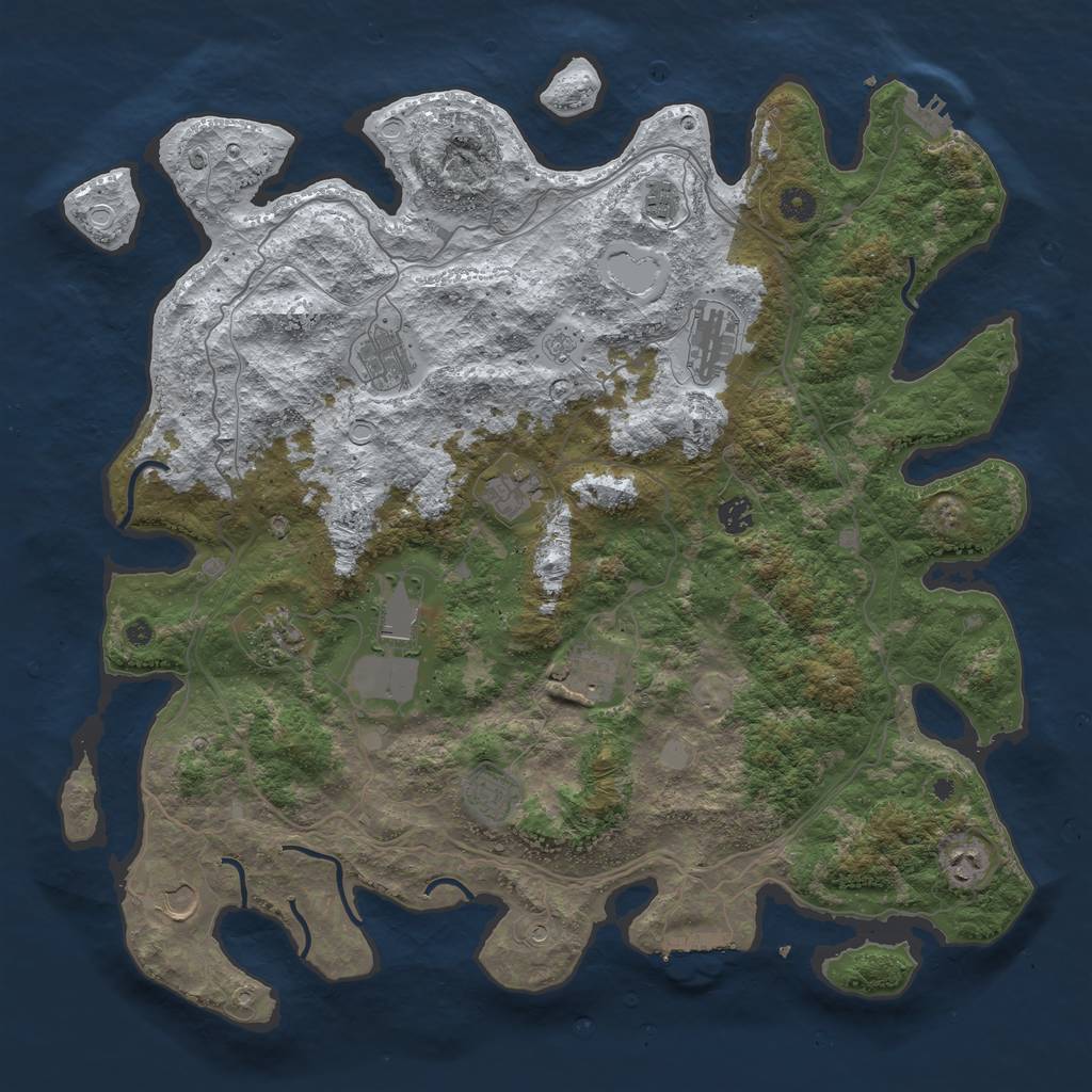 Rust Map: Procedural Map, Size: 4500, Seed: 4760975, 20 Monuments