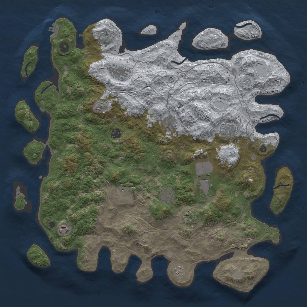 Rust Map: Procedural Map, Size: 4500, Seed: 1675224, 18 Monuments