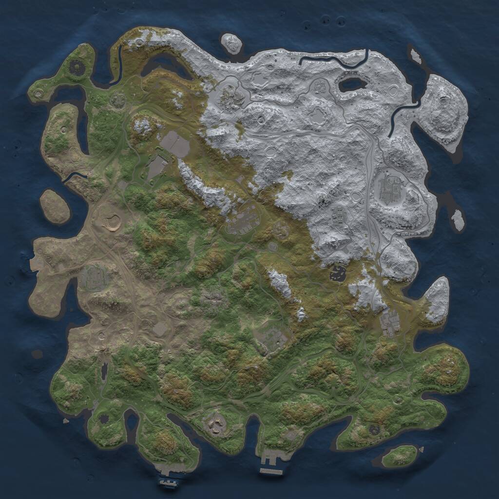 Rust Map: Procedural Map, Size: 4500, Seed: 4105381, 17 Monuments