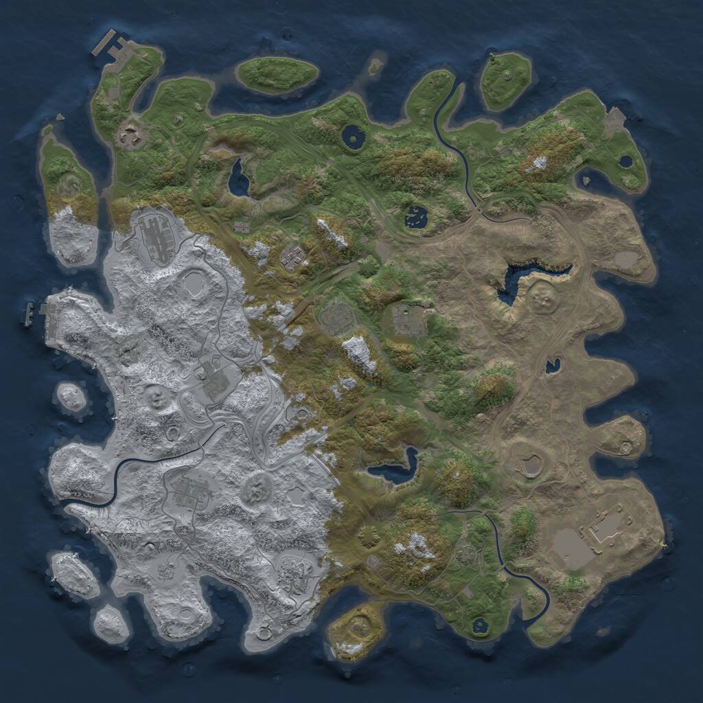 Rust Map: Procedural Map, Size: 4500, Seed: 2635594, 17 Monuments