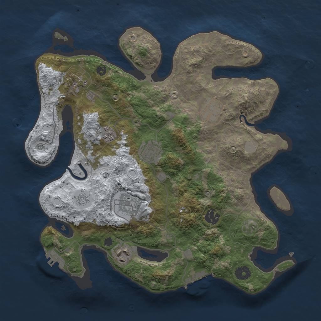 Rust Map: Procedural Map, Size: 3250, Seed: 5611807, 16 Monuments