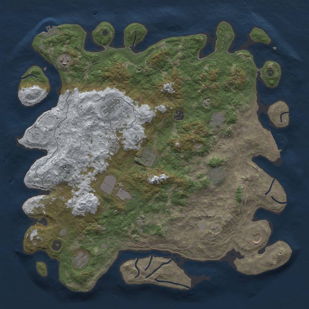 Rust Map: Procedural Map, Size: 4500, Seed: 5282323, 20 Monuments