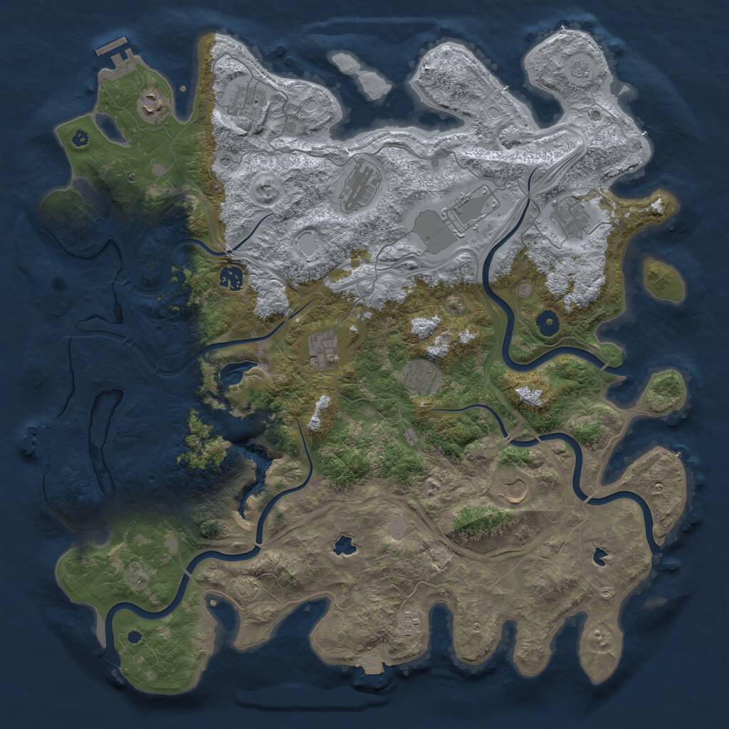 Rust Map: Procedural Map, Size: 4500, Seed: 613426, 16 Monuments