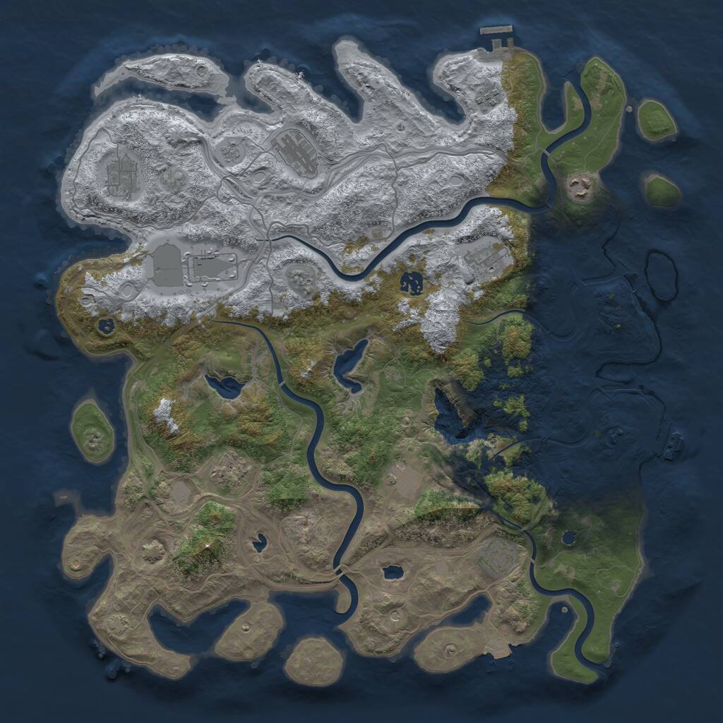 Rust Map: Procedural Map, Size: 4500, Seed: 2587528, 16 Monuments