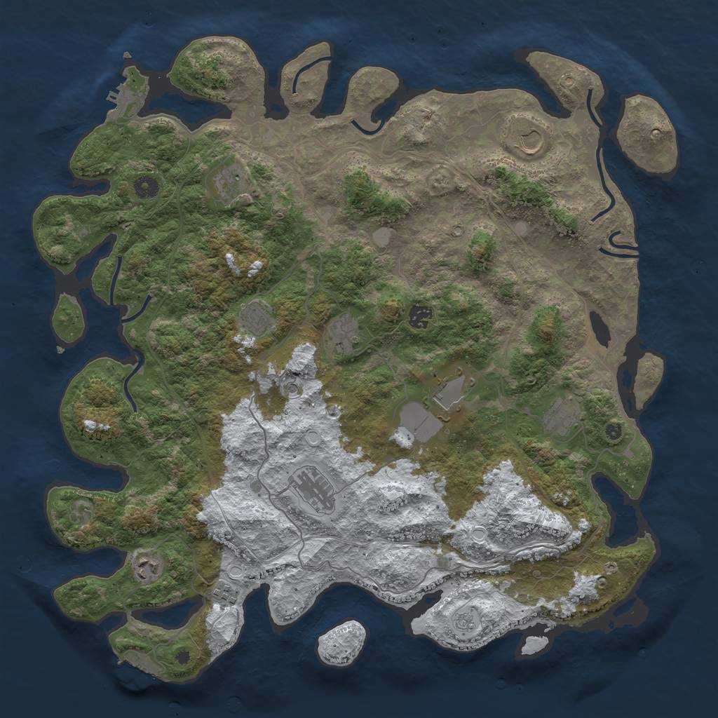 Rust Map: Procedural Map, Size: 4500, Seed: 4884774, 19 Monuments