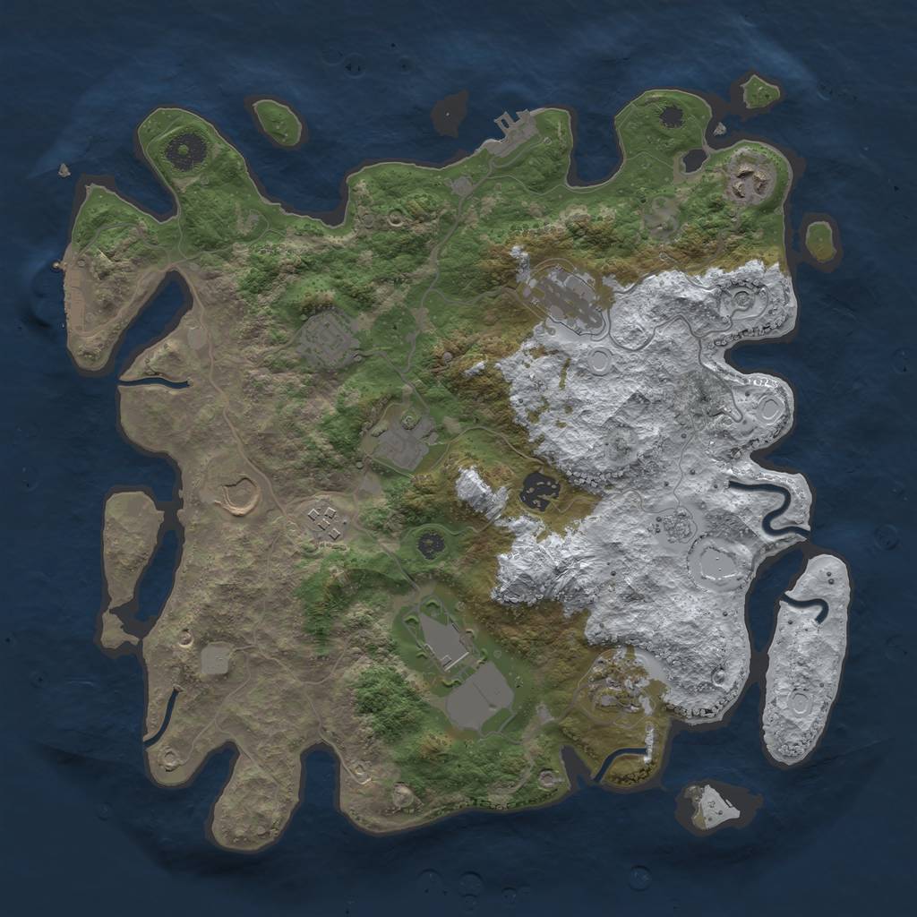 Rust Map: Procedural Map, Size: 3600, Seed: 5949477, 18 Monuments