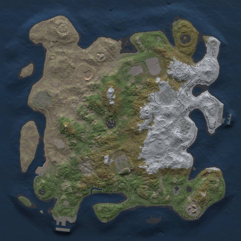Rust Map: Procedural Map, Size: 3500, Seed: 791682, 14 Monuments