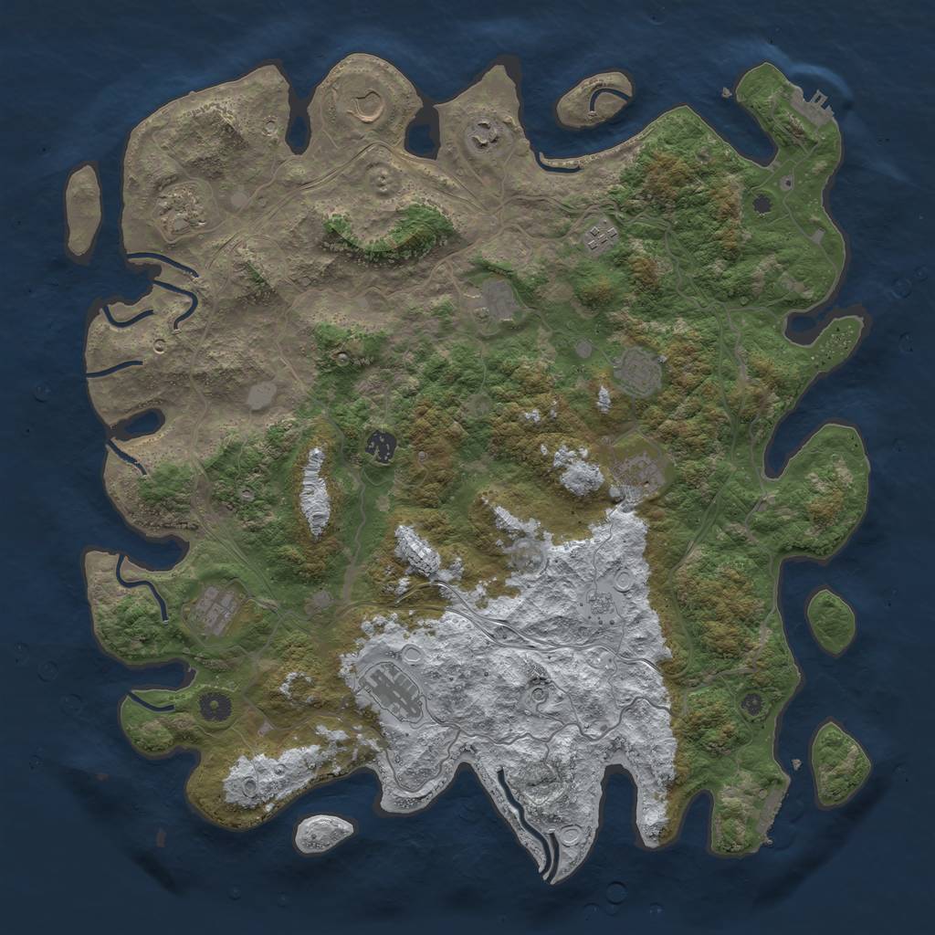 Rust Map: Procedural Map, Size: 4500, Seed: 2370535, 19 Monuments