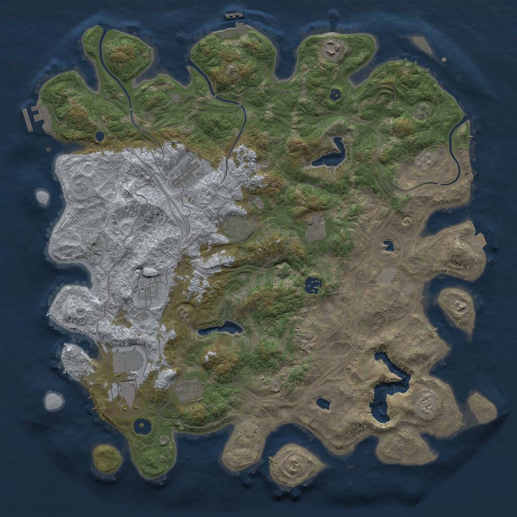 Rust Map: Procedural Map, Size: 4500, Seed: 3363267, 16 Monuments