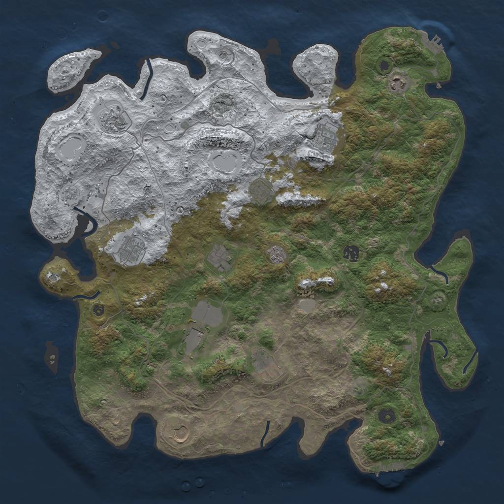 Rust Map: Procedural Map, Size: 4500, Seed: 3933212, 20 Monuments