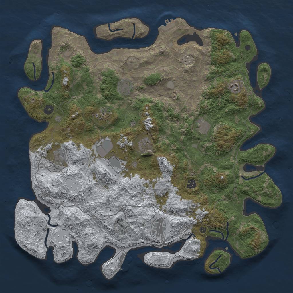 Rust Map: Procedural Map, Size: 4500, Seed: 2436602, 19 Monuments