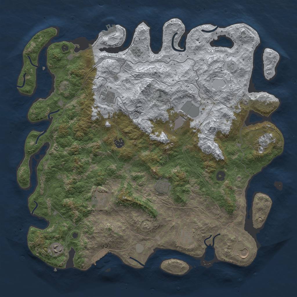Rust Map: Procedural Map, Size: 4500, Seed: 3087592, 19 Monuments