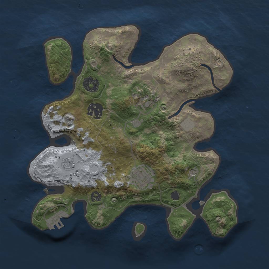 Rust Map: Procedural Map, Size: 2500, Seed: 1827775901, 11 Monuments