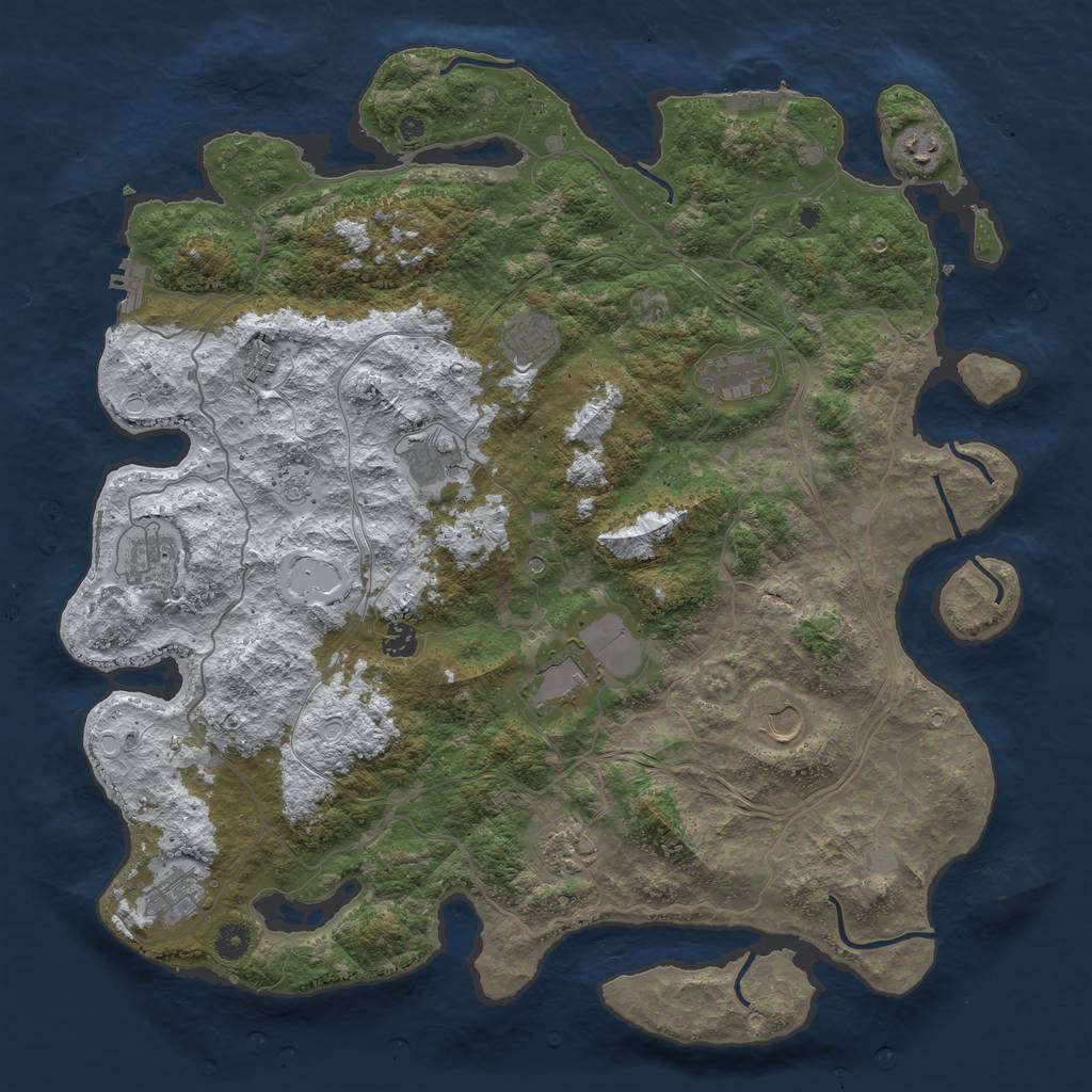 Rust Map: Procedural Map, Size: 4500, Seed: 5577442, 20 Monuments