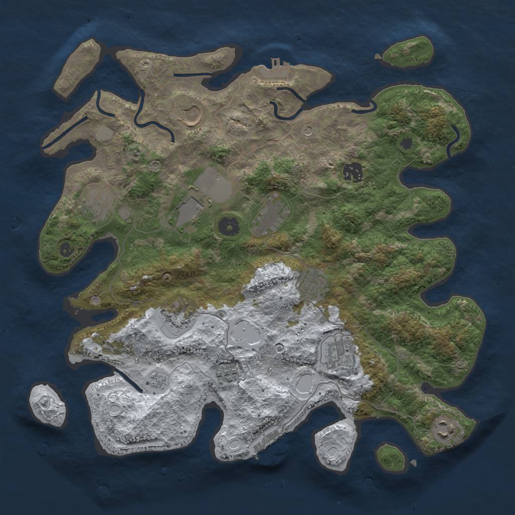 Rust Map: Procedural Map, Size: 3750, Seed: 684351298, 19 Monuments