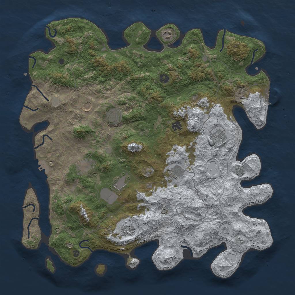 Rust Map: Procedural Map, Size: 4500, Seed: 5607189, 19 Monuments