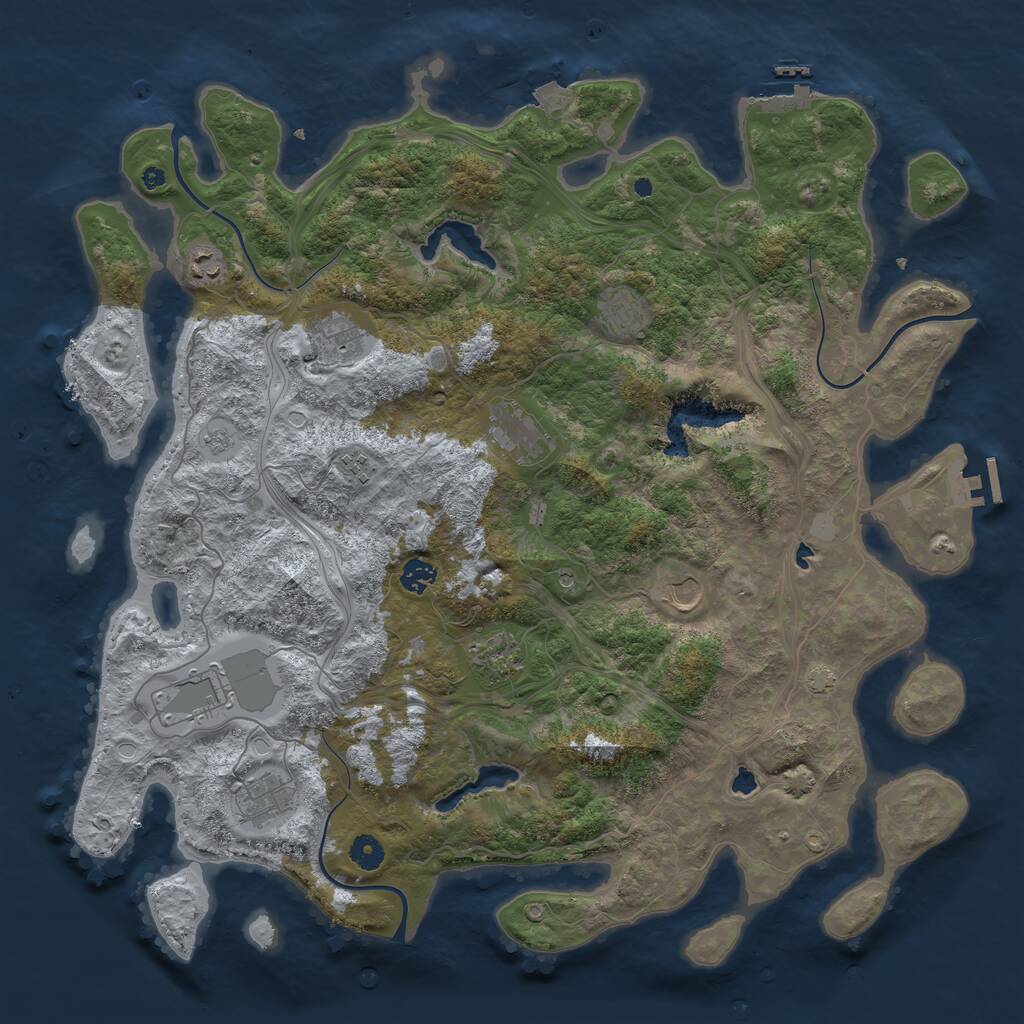 Rust Map: Procedural Map, Size: 4500, Seed: 414232, 16 Monuments