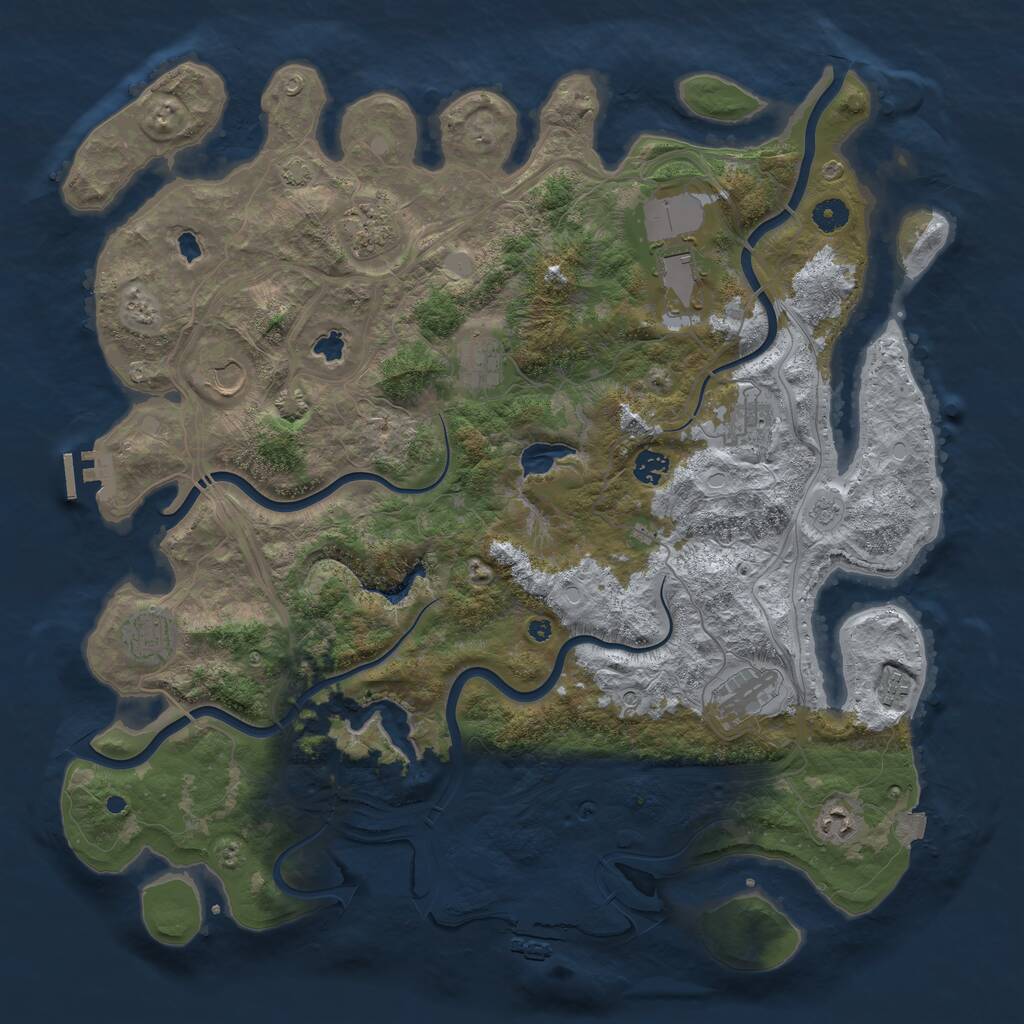 Rust Map: Procedural Map, Size: 4500, Seed: 1690077, 16 Monuments