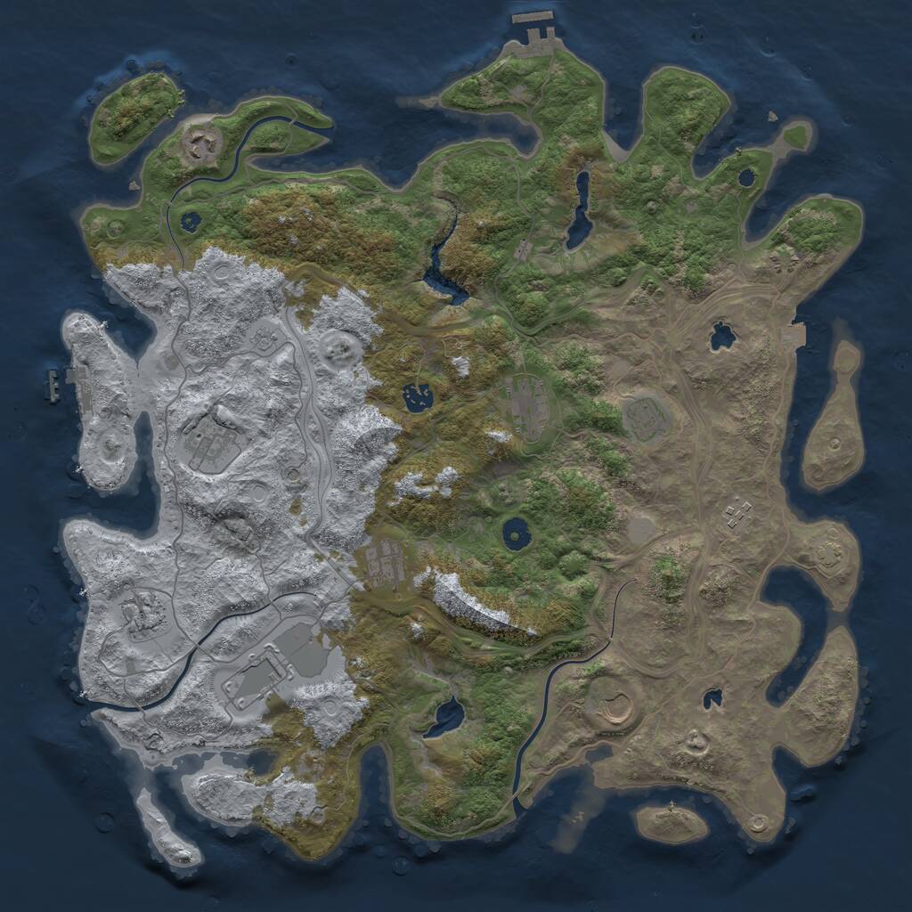 Rust Map: Procedural Map, Size: 4500, Seed: 4466402, 16 Monuments