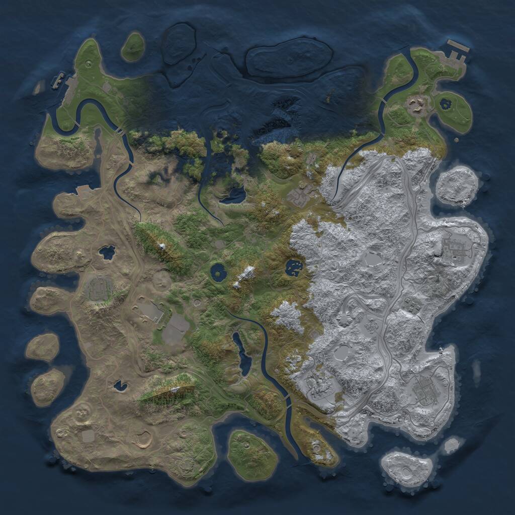 Rust Map: Procedural Map, Size: 4500, Seed: 3662868, 17 Monuments